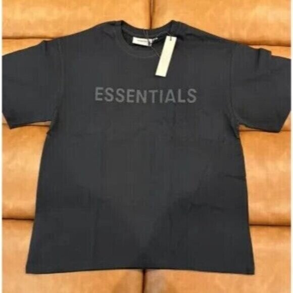 Essentials Other - Essentials Fear of God Black on Black Print Logo T-Shirt Mens Sizes S, M, L
